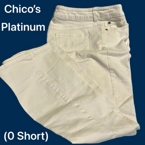 Chico’s Platinum White Denim Jeans (0 Short) Like new. Condition